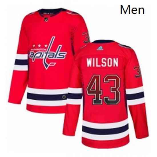 Mens Adidas Washington Capitals 43 Tom Wilson Authentic Red Drift Fashion NHL Jersey